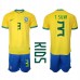 Billige Brasil Thiago Silva #3 Hjemmetrøye Barn VM 2022 Kortermet (+ korte bukser)
